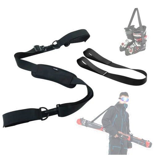 Cosmos Skis Strap Carrier and Pole Carrier - Adjustable Shoulder Sling Leash Skiing Accessory With Cushioned Holder Wrap & Shoulder Pad for Gear Travel Carrying With Boots Leash