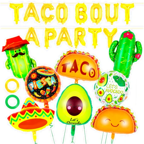 YOTHORN 22 Pcs Big Taco Party Decorations Set,Mexican Fiesta Party Balloons Taco Bout A Party Decorations Taco Cactus Avocado Sombrero Balloons for Cinco De Mayo Party Decorations,Fiesta Party Decorations