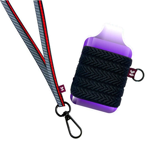 VCase device Holder with Lanyard, Comfortable Design for E device, 3 Vap Case Sizes for Perfect Fit, Strong device Lanyard, High-Strength Elastic Holder (With Lanyard, Black Line Pattern, Large)