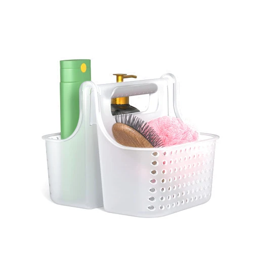 Brookstone, Portable Shower Caddy, Bathroom Organizer Basket, Perfect Size for Dorm/College, Plastic Bath Tote, Dries Quickly with Drainage Holes, Soft Grip Carrying Handle, Frosted Clear