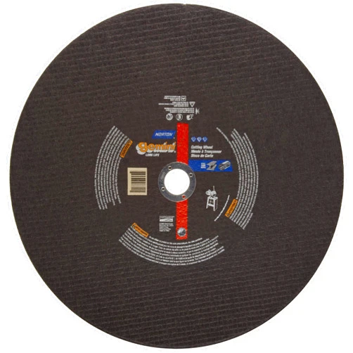 Norton Gemini Long Life Large Diameter Reinforced Abrasive Cut-off Wheel, Type 01 Flat, Aluminum Oxide, 1