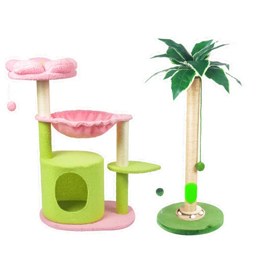 Fantasreen Pink Cat Tree 33'' & Cat Post with Playground 35''