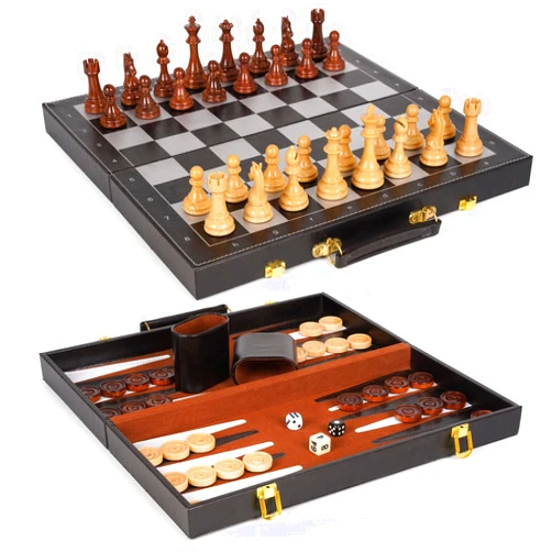 Agirlgle 3 in 1 Magnetic Chess Set,Backgammon Set and Checker Board Game for Kids & Adults，15