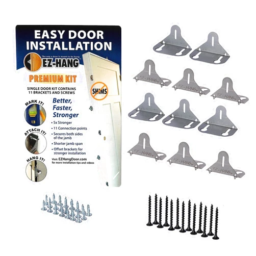 EZ-Hang Premium Door Installation Kit - Strongest Door Installation on The Market. Includes 11 Brackets and All Screws