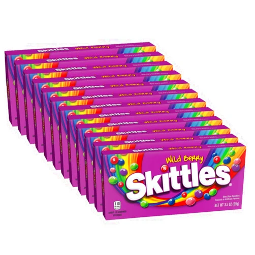 SKITTLES Wild Berry Chewy Candy Theater Box, 3.5 oz Box (Pack of 12)