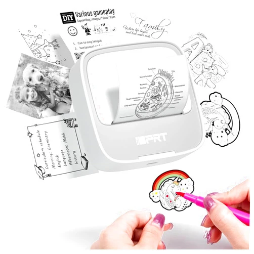 iDPRT Portable Sticker Maker Machine with 1 Roll Sticker Paper, Mini Printer Efficiently and Quickly, Thermal Printer for Study Notes, Pictures, DIY, Label, Free App with Multiple Templates, Grey