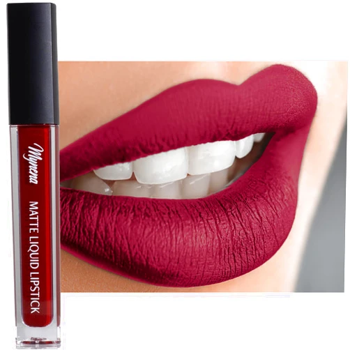 Mynena Burgundy Red Long-Lasting Matte Liquid Lipstick Intense Color Smudge-Proof & Waterproof Comfortable Hydrating Shea Butter Vegan & Cruelty-Free | Emma