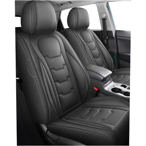FREESOO Car Seat Covers Full Set - Leather Seat Covers for Cars, Waterproof Car Seat Cover Protector Universal Fit for Most 5 Seat Vehicles, Sedans, SUV, Trucks, Pick-ups, Vans - Black