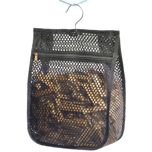 KOOZTI Mesh Clothespin Bag for Clothesline Outdoor, Clothes pin Bag with Zipper Closure, Large Opening, Large-Capacity Clothespin Storage Organizer with Hooks, Use YKK Zipper