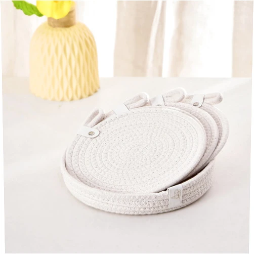 ART pinecone Trivets Set of 4: Boho 8 Inch Trivets for Hot Dishes, Hot Pots and Pans, Thick Heat Resistant- Hot Pads for Table & Countertop Protect Your Kitchen in Style! (Off White, 8 inch with Holder)