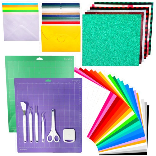NUOLAN Accessories Bundle for Cricut Makers Machine Supplies- Includes Weeding Tools, Heat Transfer, Adhesive Vinyl Sheets for 71pcs Craft Starter Kit, Pros, Skilled Crafters to Create Amazing Projects