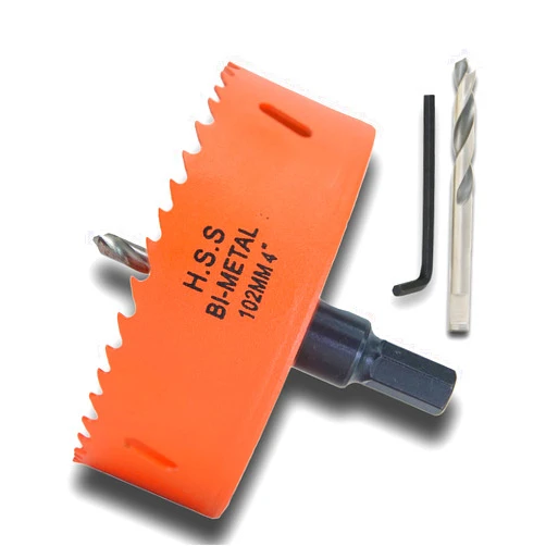 VIKITON 4 inch Hole Saw with Arbor for Metal Wood Plastic, 102mm Bi-Metal Hole Cutter for Different Project with Smooth and Flat Drilling Edge, Fast Chip Removal