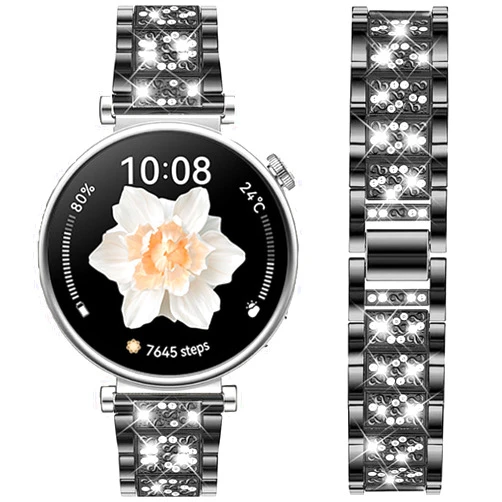 DEALELE Bands Compatible with Huawei Watch GT4 41mm / Fossil Women's Gen 6 / Gen 5E 42mm / Garmin Venu 3S / Venu 2S, 18mm Bling Rhinestone Diamond Metal Replacement Bands for Women Men