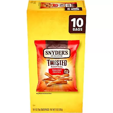 Snyder's of Hanover, Twisted Seasoned Pretzel Sticks, 1 Oz Snack Bags, 10 Ct