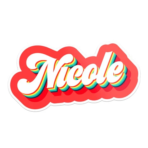 Generic Retro Style Nicole Female Name Sticker - Waterproof Vinyl Decal for Car Bumper, Laptop, Water Bottle, Luggage, Wall, and Window, Size - 3'' Longer Side