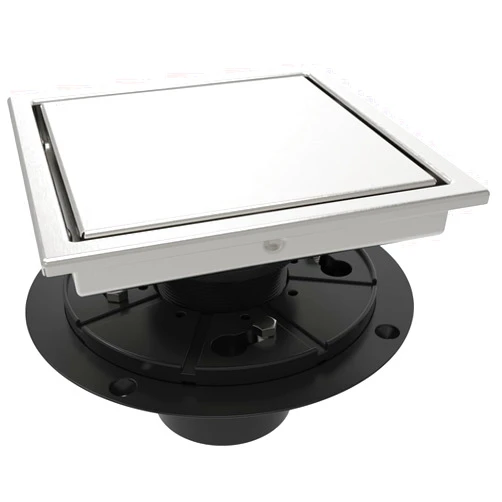 ELLO&ALLO 6 Inch Square Shower Drain Floor Drain with Flange Reversible 2-in-1 Cover Tile Insert Grate Removable SUS304 Stainless Steel in Brushed Nickel
