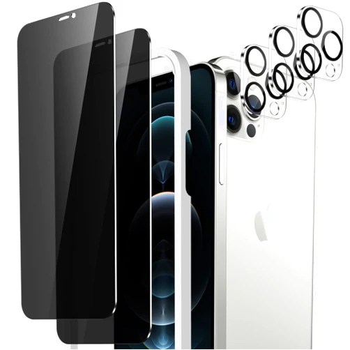 WHPXJY [2+3 Pack Privacy Screen iPhone 12 Pro Max with Camera Lens Protector, Shatterproof, Bubble Free, 9H Tempered Glass Film for iPhone 12 Pro Max 6.7