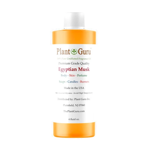 Plant Guru Egyptian Musk Fragrance Oil 4 fl. oz. Scented Oil for DIY Soap Making, Candles, Bath Bombs, Body Butters. Used in Aromatherapy Diffusers, Burners and Warmers. Great Addition to Lotions and Creams.