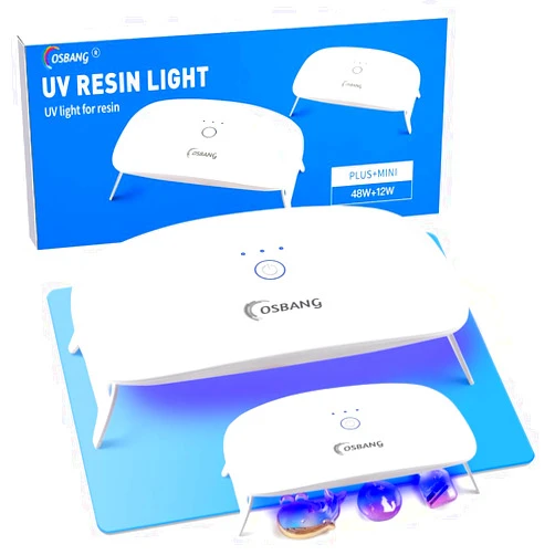 OSBANG 2 Pack UV Light for Resin, Large Size Foldable UV Resin Lamp and Mini Portable Light, Fast Curing and Light Weight UV Lamp, Resin Kits for Jewelry Making, DIY Craft