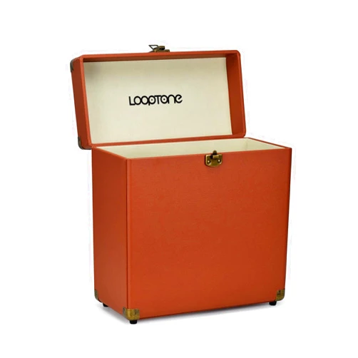 LoopTone Retro Vinyl Record Storage Carrying Case, Holds 30 Albums,Perfect for your Treasured 33, 45 and 78 RPM LP Record Collection Large Size Carrier Suitcase