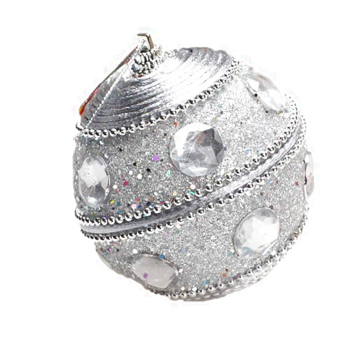 Konxxtt Christmas Rhinestone Glitter Baubles Balls Xmas Tree Ornament Decoration Create A Festive Atmosphere Party Supplies(Silver,B)