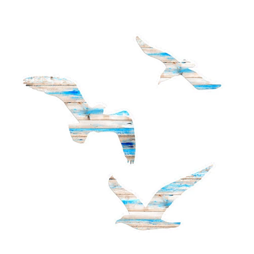 AWISBI 3Pcs Nautical Coastal Beach Wall Sculpture Decor with Delicate Seagull Accents for Home, Living Room, Bathroom