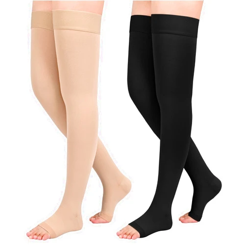 Ktinnead 2Pairs Ktinnead 20-30mmHg Thigh High Compression Stockings for Women, Thigh High Compression Socks, Medical Compression Stockings for Pregnant, Teacher, Doctor, Varicose Veins, Swelling, lymphedema