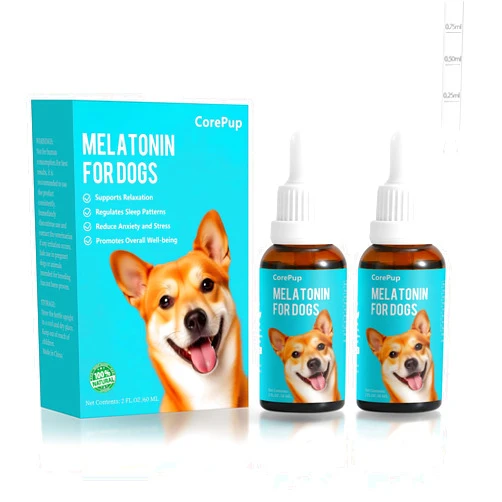 CorePup Melatonin for Dogs,Dog Sleep Aid–Anxiety Relief for Dogs, Stress, Calming, Relaxation & Sleep Support,Liquid Dog Melatonin 2Pack 2oz (60ml)