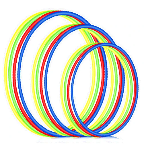 Syhood 12 Pcs Toy Color Hoop Plastic Detachable Adjustable Hoop Light Weight Exercise Hoop Fitness Hoop Equipment Toy Waist Ring for Adult Party Game Dance, 3 Sizes
