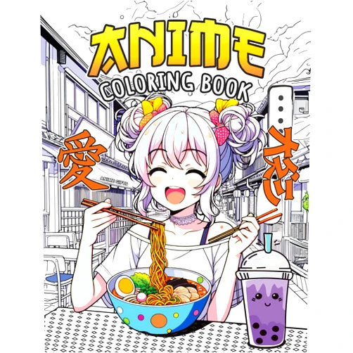 Allena Publishing Anime Gifts: Anime Coloring Book: A Relaxing journey throw the Japanese Culture lovers With Cute Coloring Pages of Kawaii Girls, Ramen & Boba Lovers