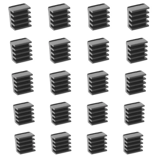 Lind Kitchen 20PCS 9x9x5mm Small Mini Heatsink Kit Thermal Conductive Adhesive Tape Mini Cooler Aluminum Heat Sink for Cooling VRM GPU Stepper Driver MOSFET VRam Regulators, Black