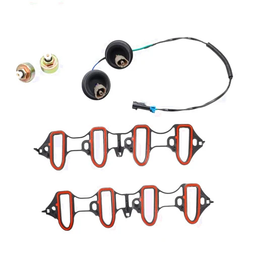 Mievlyo Dual Knock Sensor & Wiring Harness and Intake Manifold Gasket Kit for GM Chevy Silverado Avalanche Tahoe GMC Sierra Yukon Cadillac Hummer, Replace 12601822 213-3521 89060413