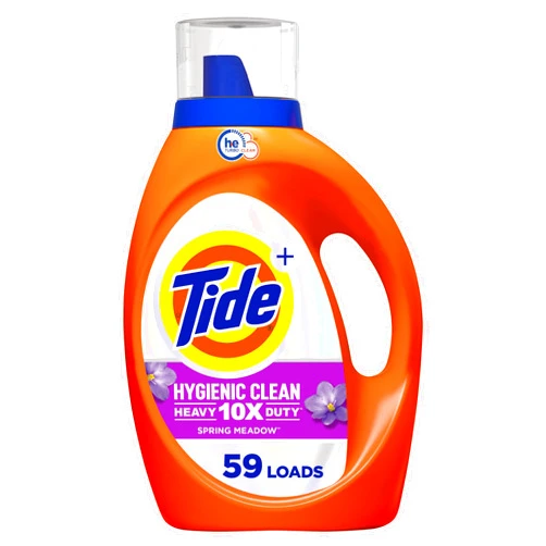 Tide Hygienic Clean Heavy 10x Duty Liquid Laundry Detergent, HE Compatible, Spring Meadow Scent, 59 Loads, 84 fl oz