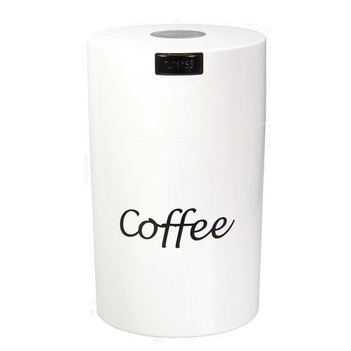 COFFEEVAC 1LB – Patented Airtight Container | Multi-use Vacuum Container Works as Smell Proof Containers for Ground Coffee and Coffee Bean Containers. White with Logo