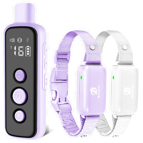 Bousnic Dog Shock Collar for 2 Dogs - (8-120lbs) Waterproof Rechargeable Electric Dog Training Collar with Remote for Small Medium Large Dogs with Beep Vibration Safe Shock Modes(Purple)