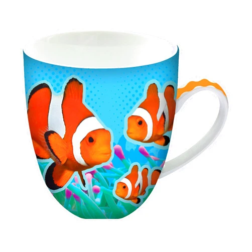 Animug Clown Fish Coffee Mug from Deluxebase. 15 Fl Oz Animal Print Ceramic Mug. Clown Fish Cup with Handle. Attractive Novelty Coffee Mugs. Funny Mugs and Cute Gifts for Kids and Adults