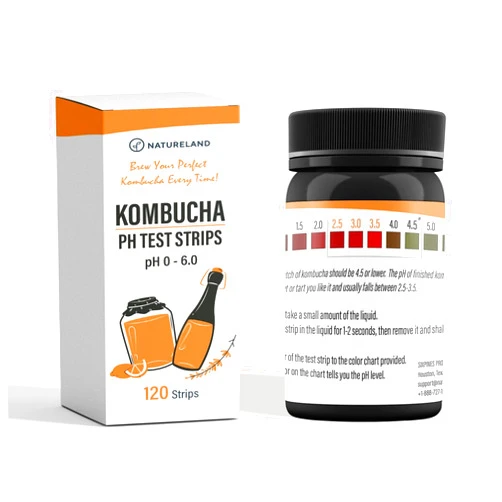 NATURELAND Kombucha pH Test Strips - Accurate & Easy-to-Use for Food Service, Brewing & Fermentation - Essential Homebrew Supplies for Kombucha, Beer, Wine - Instant Results, Wide Range pH 0-6 (120)