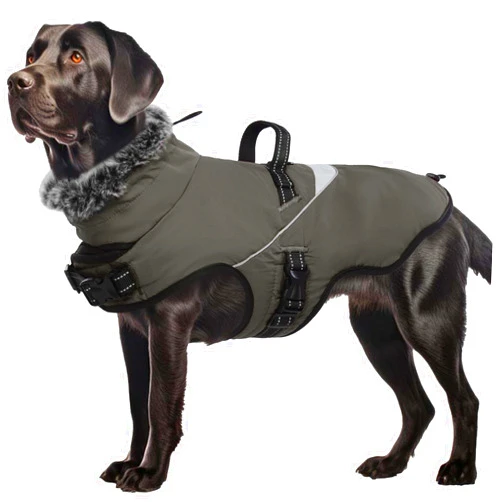 ROZKITCH Extra Warm Dog Coat Waterproof Reflective Adjustable Dog Jacket Dog Winter Coat with Fleece Turtleneck Dog Jacket for Cold Weather Soft Winter Coat for Small Medium Large Dog Coffee XL