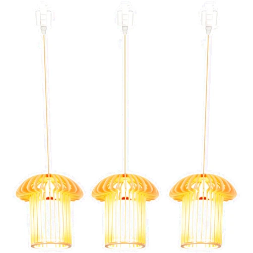 SKIVTGLAMP Dimmable Pendant Light H-Type Mini Sized Track Mount Pendant Lights for Beach Cottage Customizable Fabrics Pestle Shape Wooden Lampshade Compatible with 3-Wire-1 Circuit Track System