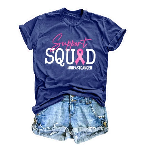 MNLYBABY Breast Cancer Shirts Women Pink Ribbon Shirt Breast Cancer Awareness T-Shirt Support Squad Breast Cancer Tee Tops
