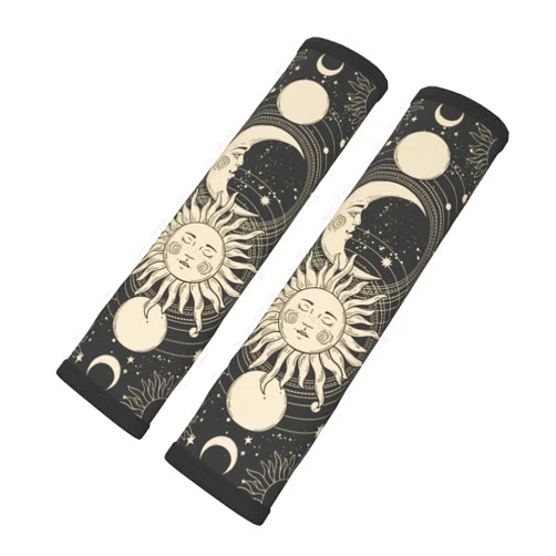BEIANSHUO Vintage Sun Moon Stars 2PCS Car Seat Belt Cover – Super Soft Seatbelt Shoulder Protection Cushion, Comfortable Car Seat Belt Strap to Protect Your Neck and Shoulder