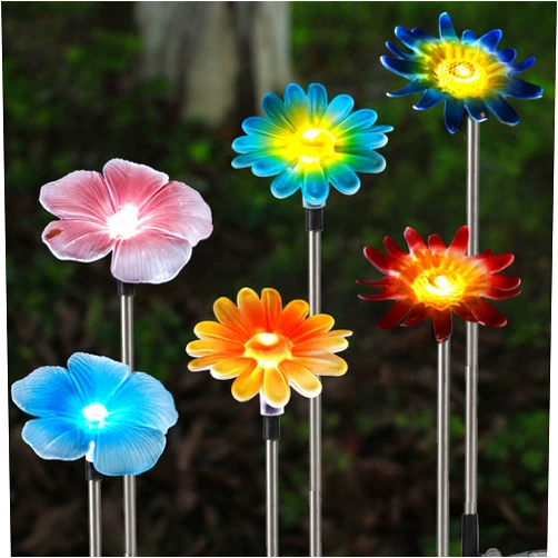 HOOEN 6 Pack Solar Garden Lights,Solar Outdoor Garden Decor with Flower Solar Lights for Outside Pathway, Garden, Lawn, Patio, Driveway