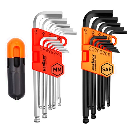 HORUSDY Allen Wrench Set, Hex Key Set Long Arm Ball End Hex Wrench Set, Inch/Metric T Handle Allen Wrench Set