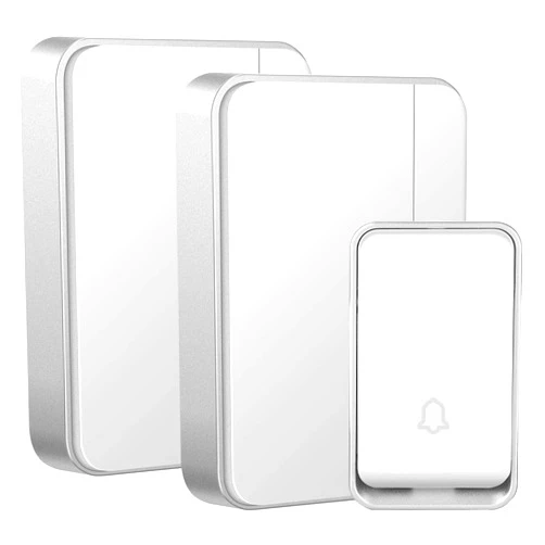 AURTEC 【No Battery Required】 Wireless Doorbell Waterproof, AURTEC Door Chime Kit with 2 Plug-in & 1 Press Self-Powered Transmitter, 51 Chimes, 4 Volume Levels, White…