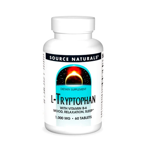 Source Naturals L-Tryptophan with Vitamin B-6 1000 mg Support Mood, Relaxation And Sleep - 60 Tablets