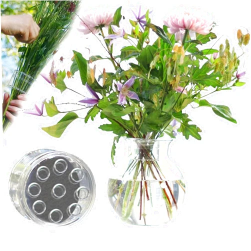 Sdetrcq Transparent Spiral Ikebana Stem Holder for Vases, Bouquet Twister Holder, Stem Spiral Arrangement Holder for Flower, Flower Bouquet Holder Flower Stems ​Ikebana Vases (Clear, 9 Holes)