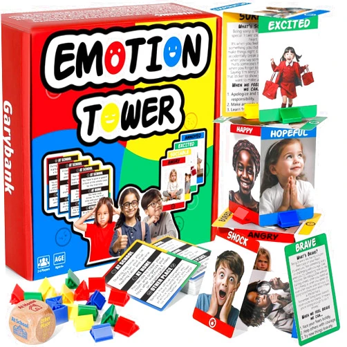 Garybank Feelings Tower for Kids Social Emotional Learning Activities, /56 Emotion Cards & Emotion Scenario Cards, Self-Esteem and Confidence Building, Play Therapy Games for Counselors