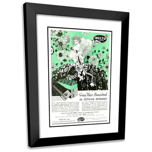 ArtDirect Anonymous 14x18 Black Modern Frame and Double Matted Museum Art Print Titled - Inecto Rapid, Grey Hair Banished in 15 Minutes (1924)