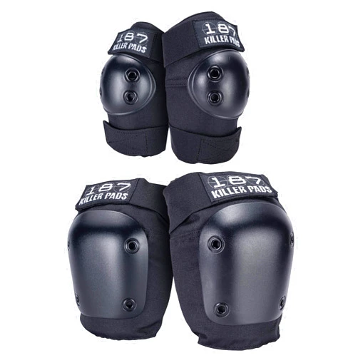187 Killer Pads Knee Pads, Elbow Pads Combo Pack, Black, Large / X- Large