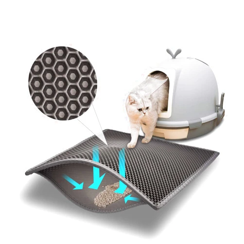 Pieviev Cat Litter Mat Double Layer Waterproof Urine Proof Trapping Mat 1 Pack (Gray, 24x15 Inch (Pack of 1))